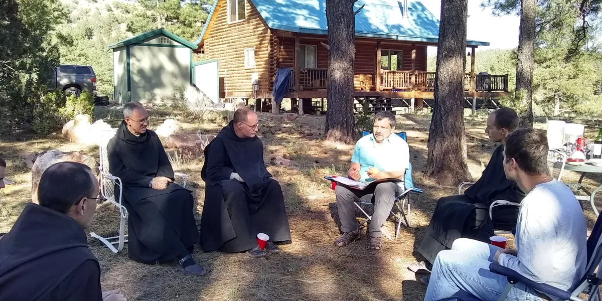 John teaching Clear Creek Benedictine monks