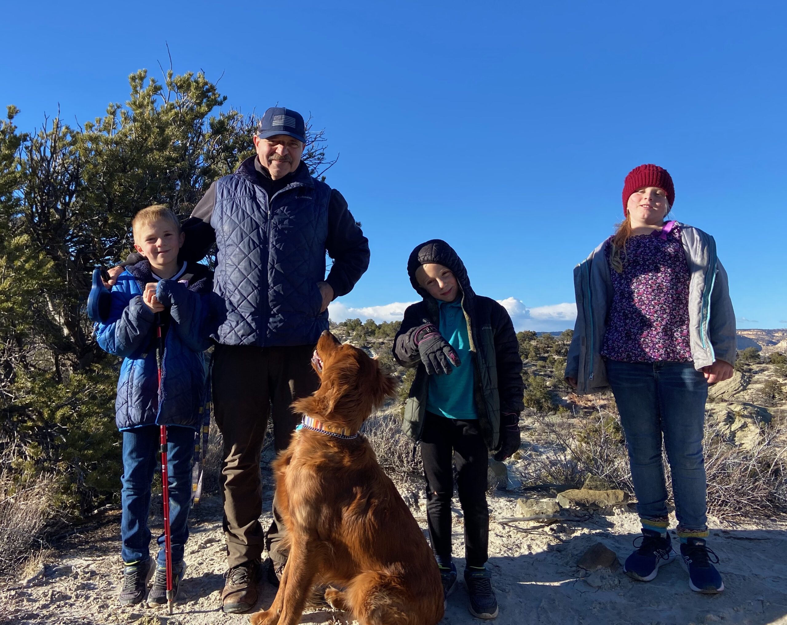 Freeh family hiking atop Box Canyon