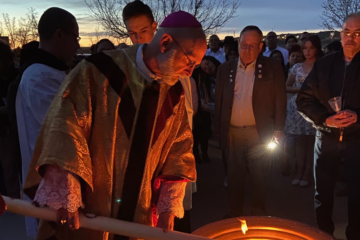 Bishop Wall Lighting of fire Easter